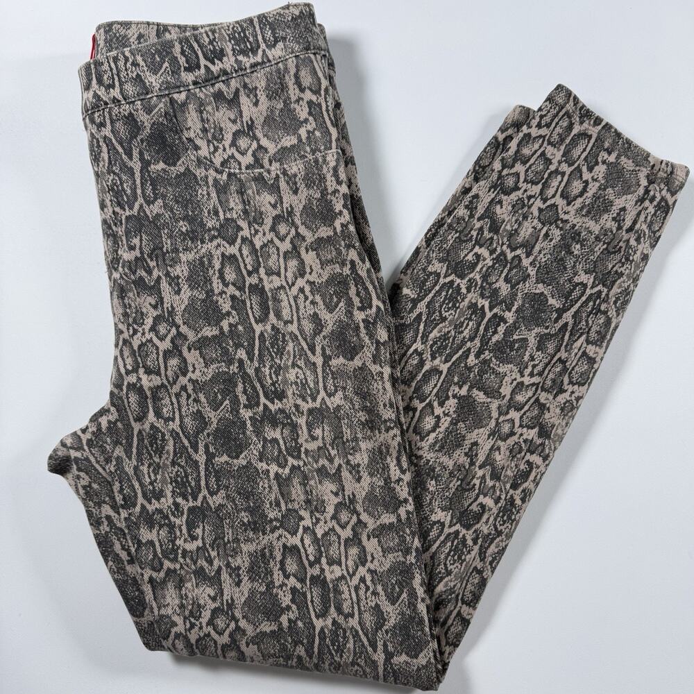 SPANX Women’s Snakeskin Print Leggings Size M Gray Black Elastic Waist
